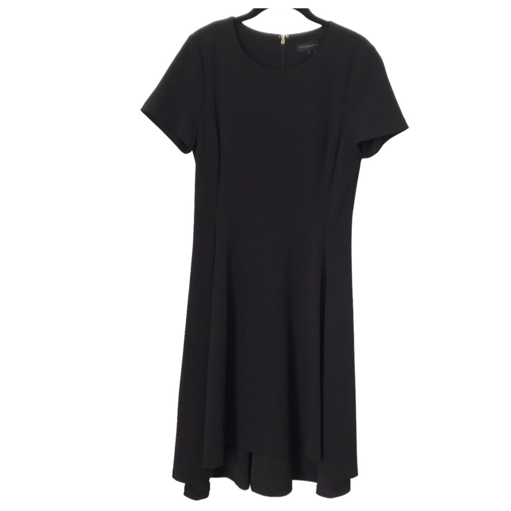 Donna Karan New York Dress Size 8 Black Classic A-Line Short Sleeve Crew Neck